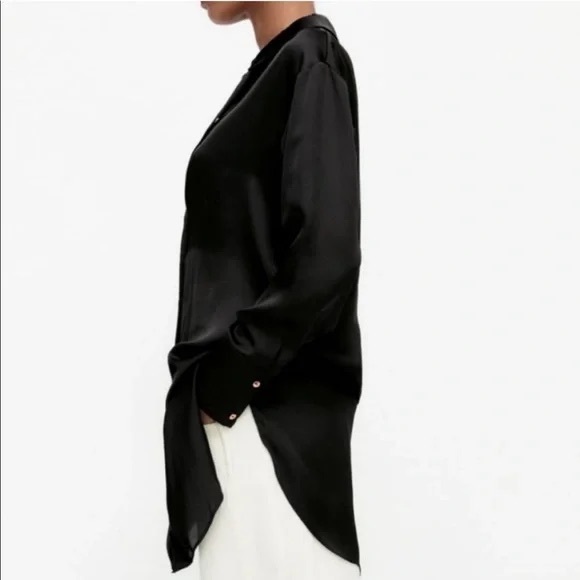 ZARA Satin Effect Button Down‎ Dress - Blouse - Picture 10 of 13
